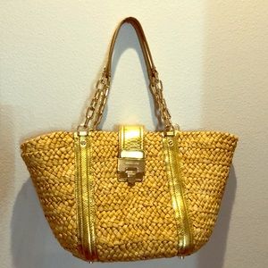 Michael Kors Large Deneuve Straw Tote